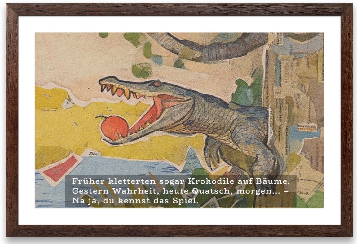 The crocodile eating an apple